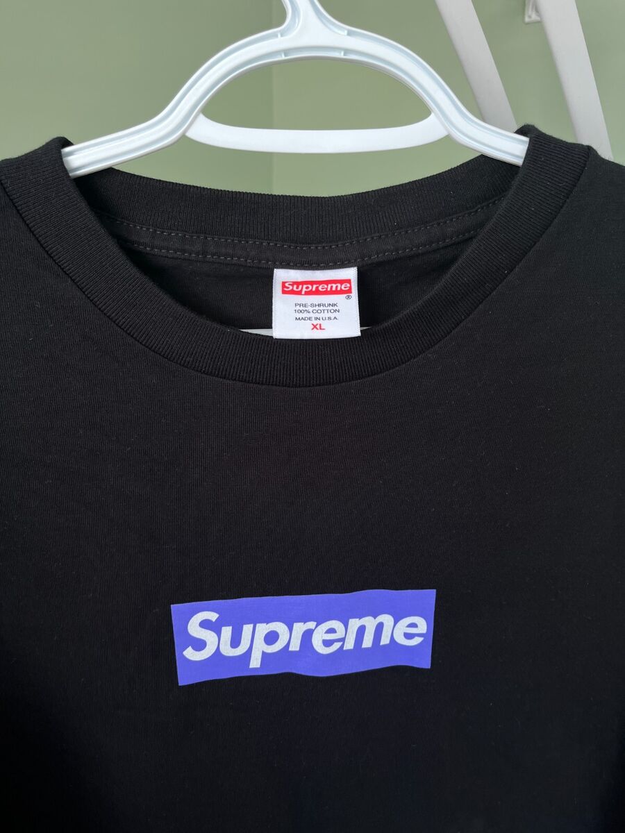 2004 Supreme Purple on Black Box Logo Tee Shirt SIZE XL