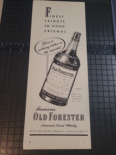 Old Forester Whisky WW2 Vintage Print Ad 1942 5x14