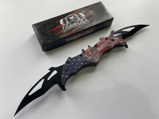 Tiger-USA 12.25" Spring Assisted Double Blade Bat Shape Knife Punisher SJ-1004-M