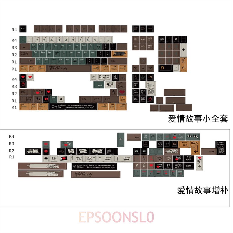 Milkyway Love Story PBT Keycaps Cherry Full Set Key Caps For Mechanical Keyboard