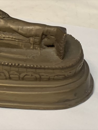 VINTAGE MESSING SCHLAFBUDDHA STATUE. VINTAGE ANTIKE STATUE BUDDHA. - Bild 6 von 12
