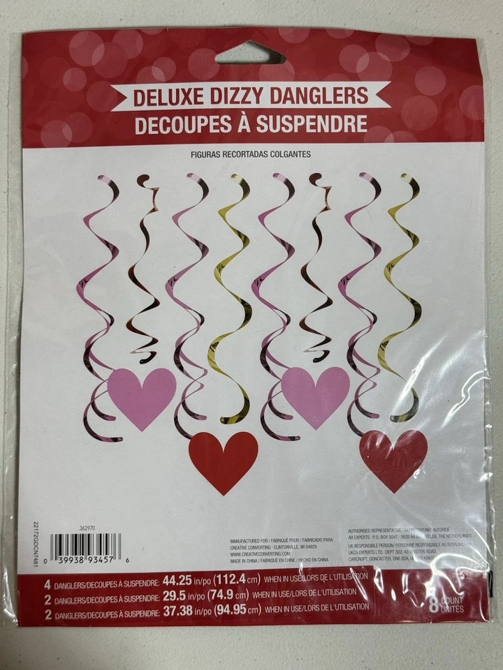 Valentine Hearts Gold Hanging Deluxe Dangler Valentines Day Hanging Decorations - Image 2 of 4