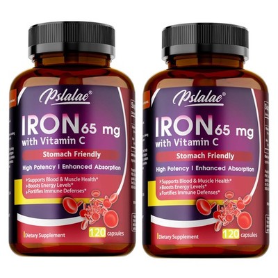 Iron Supplement 240pcs - W/Vitamin C-Improve Energy Levels, Relieve Anemia