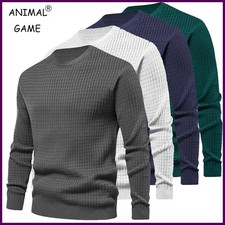 New Men's Crew Neck Sweatshirts Solid Color Large Sweatwear Spring Outdoor