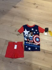 Marvel Captain America Boys Tee and Shorts Pajama Set-size 6 Falcon