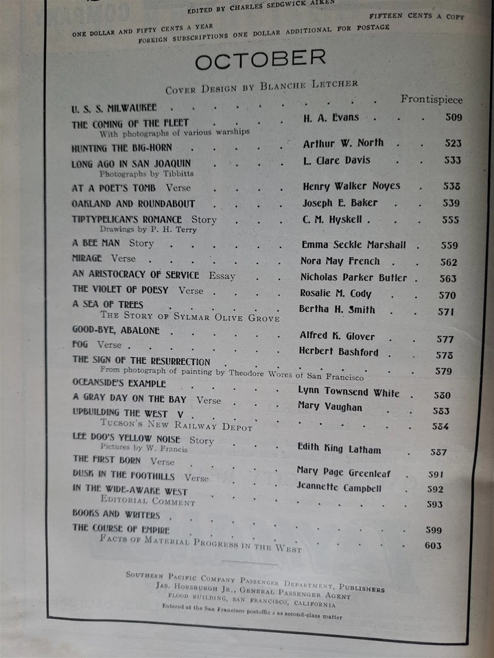 Sunset Magazine - October 1907 - San Francisco CA Published - Image 3 of 4