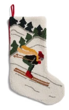Peking Handicraft Holiday Christmas Stocking Downhill Skier Skiing Textured BIG!