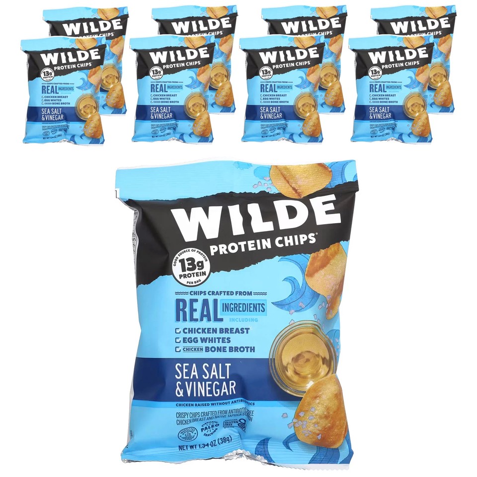 Protein Chips®, Sea Salt & Vinegar, 8 Bags, 1.34 oz (38 g) Each