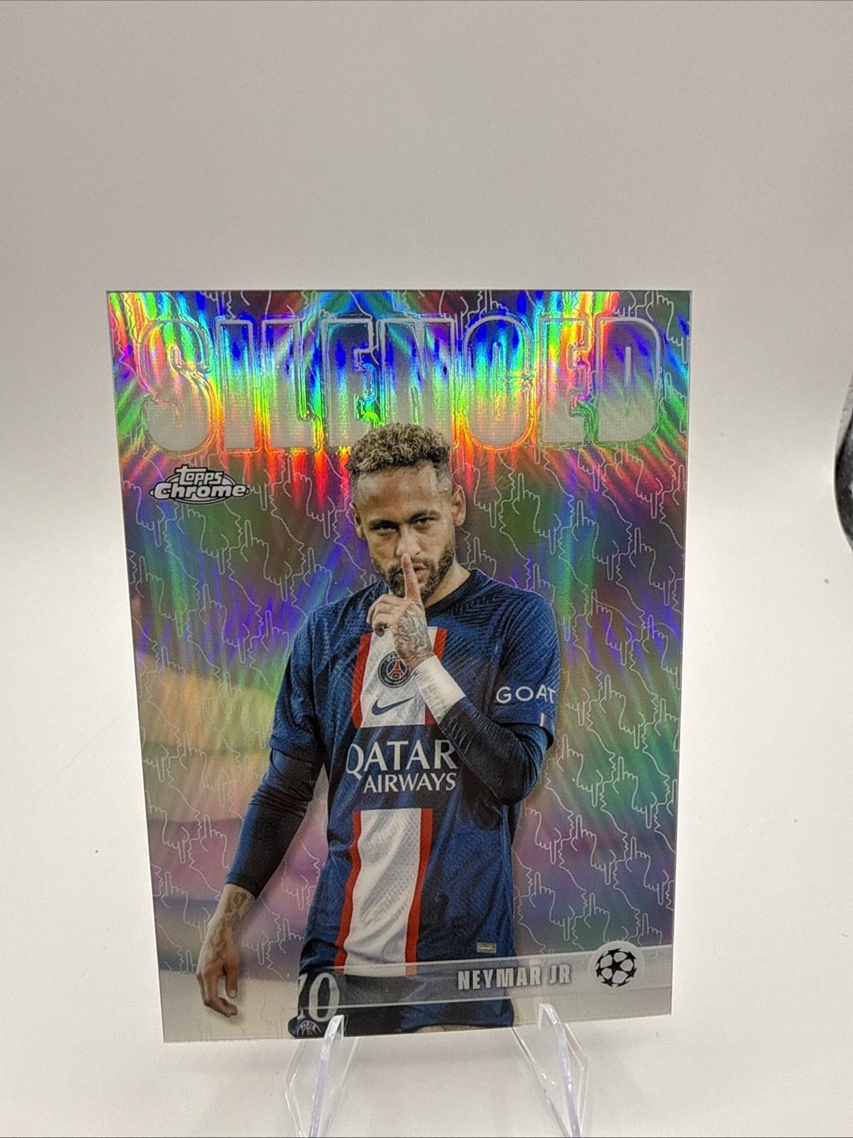 2026 Topps Chrome Soccer - Neymar - Silenced Refractor Card No. SHH-1 view 4