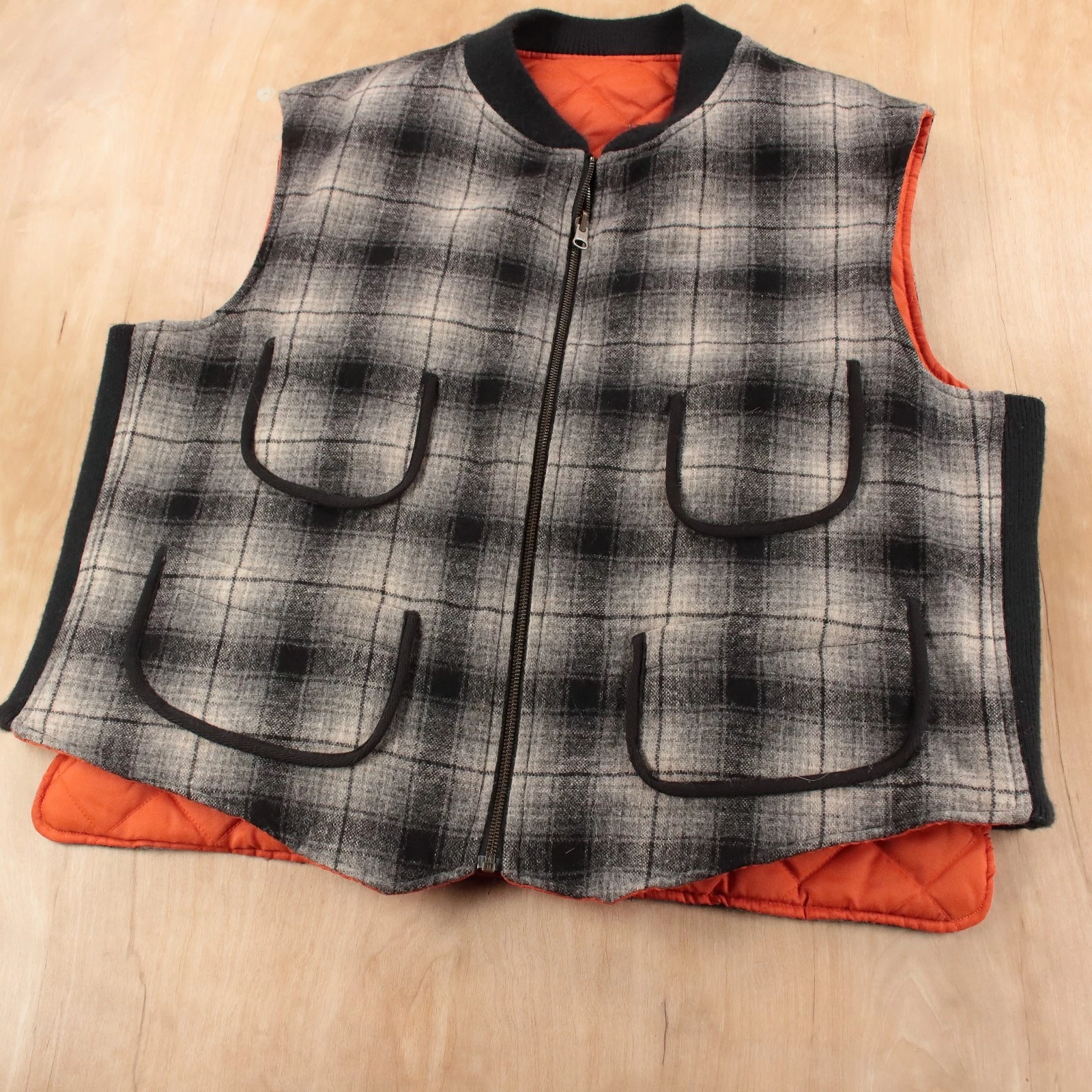 vtg 90s RALPH LAUREN Polo Sport quilted shadow plaid wool reversible vest 2XL