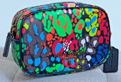 Kurt Geiger Leder Hampstead Kameratasche Schwarz Mehrfarbig Neu mit Etikett UVP 199£ Gratis  