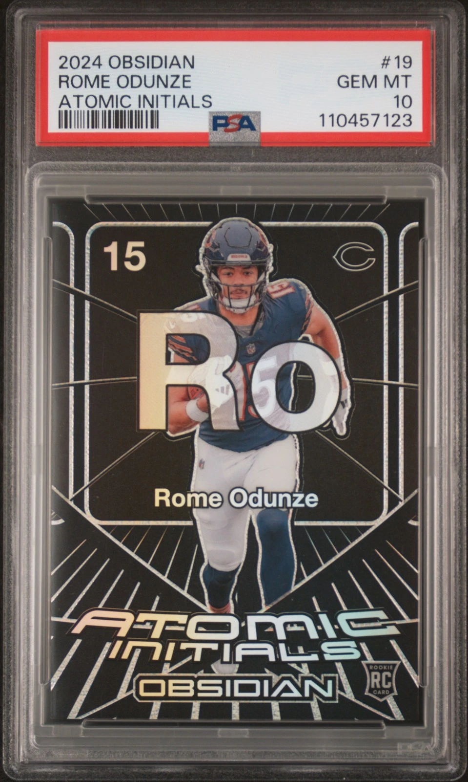 Rome Odunze Panini Obsidian Atomic Initials #19 Base