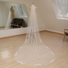 Floral Wedding Veil Narrow Bridal Veil Lace Wedding Headpiece