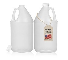 ljdeals 2 Pack 1 Gallon Reusable Plastic Jugs, Ergonomic 1 gallon, Natural