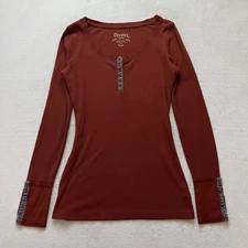 Women’s y2k Grunge Burnt Orange Waffle Thermal Top Decree Size L