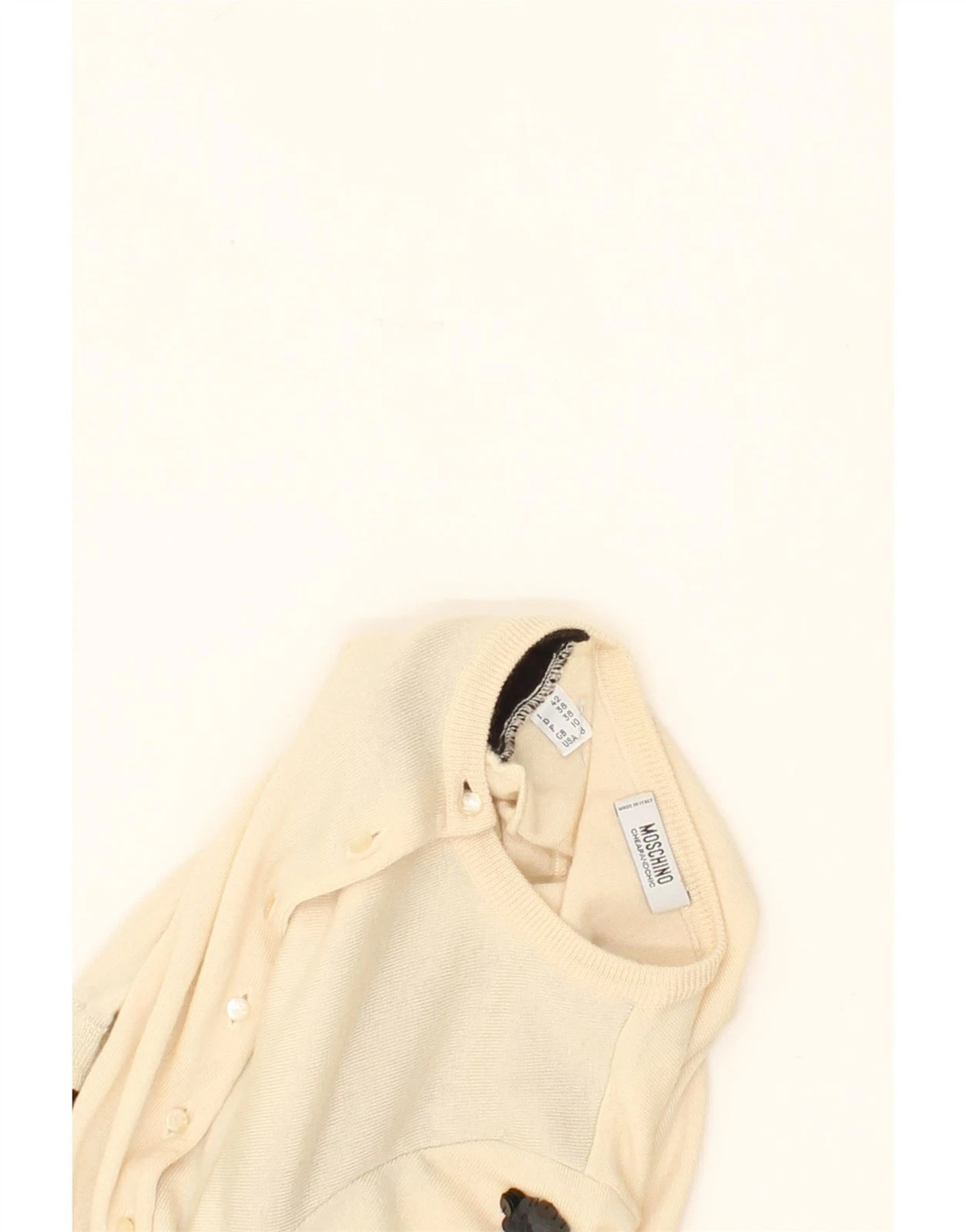 MOSCHINO Vestito donna maglione manica lunga UK 10 piccolo beige colorblock BL15