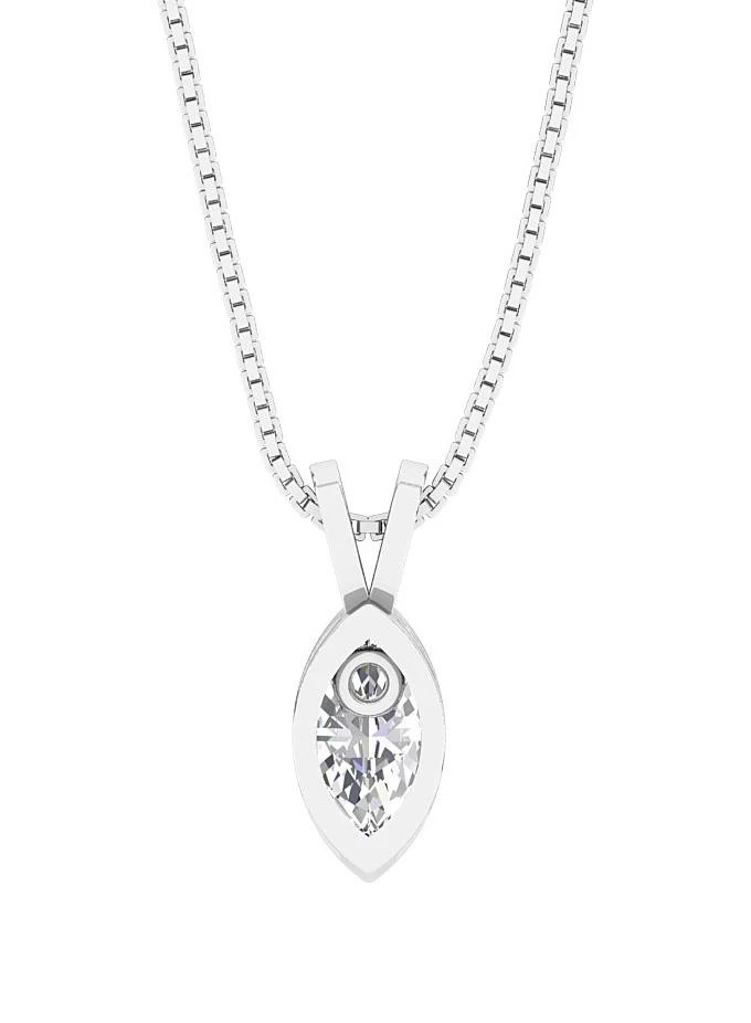 I1 G 0.25 Ct Round Diamond Solitaire Pendant Necklace 4 Prong 18K White Gold - Image 4 of 4