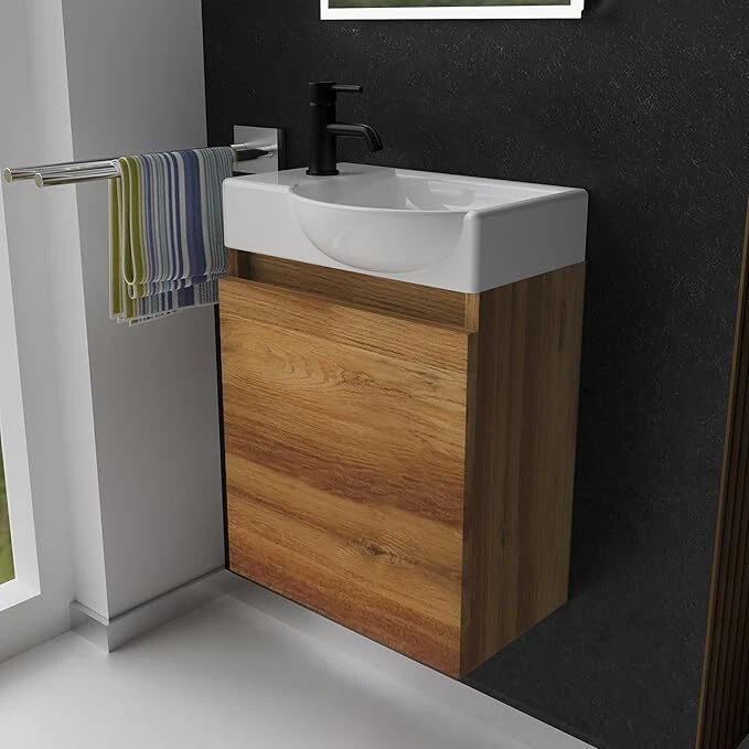 Gäste WC Waschbecken mit Unterschrank Kleines Badmöbel 45 cm Breit Waschtisch - Bild 3 von 4