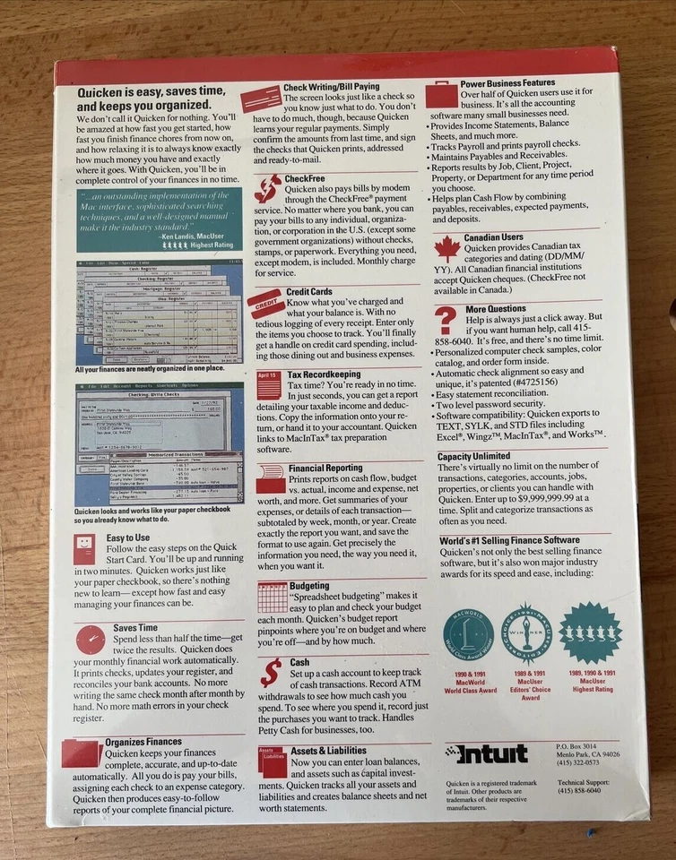 Quicken 7 Manage Financial Software intuit Floppy Disk 3.0 Apple Mac 1991 SEALED - Image 2 of 4