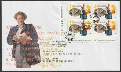 Canada #1657, World Congress of Labour Union, LL PB, First Day Cover, FDC 1997