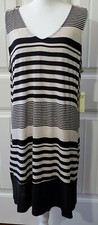 PerSeption Concept Womens Black & Gray Striped Sleeveless Shift Dress Sz 2X NWT