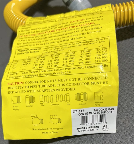 Jones Stephens G71142 5/8ODx36" Stainless Steel Gas Connector - Picture 4 of 4