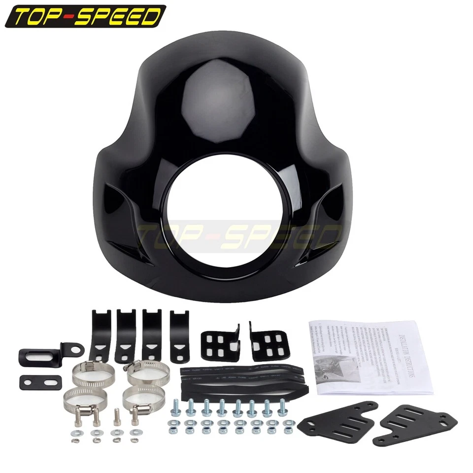 Carenado de faros de motocicleta de 5,75" negro para Harley Sportster XL1200 833 2006-19 Foto 3 de 4