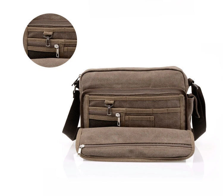 Hot Vintage Military Men Canvas Crossbody Bag Casual Satchel Shoulder Bags - Image 3 of 4
