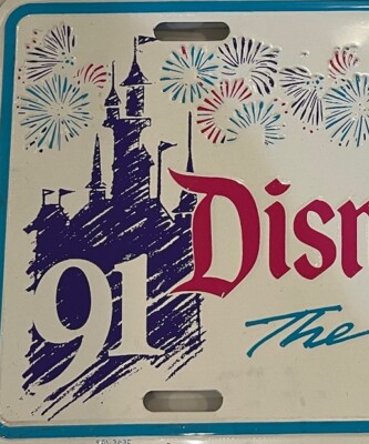 DISNEYLAND PARK 1991 booster license plate Mickey Walt Disney