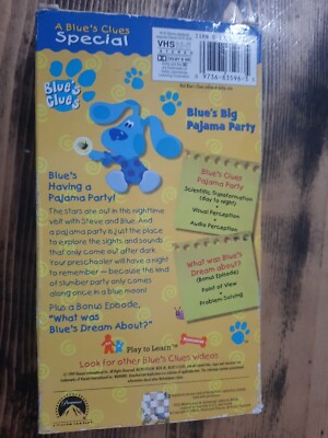 Blue's Clues Blue's Big Pajama Party VHS 1999 Play Along With Blue