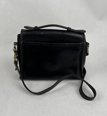 Vintage Coach Court Bag Black Leather Satchel Crossbody Handbag