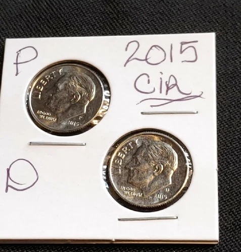 (2 Coins) 2015 P&D Roosevelt Dimes.  Awesome coins! Cir. Full of luster. MS/FT