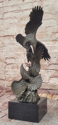 Hot Cast Detailed Classic Two Birds Eagle Bronze Museum Quality Artwork Decor NR