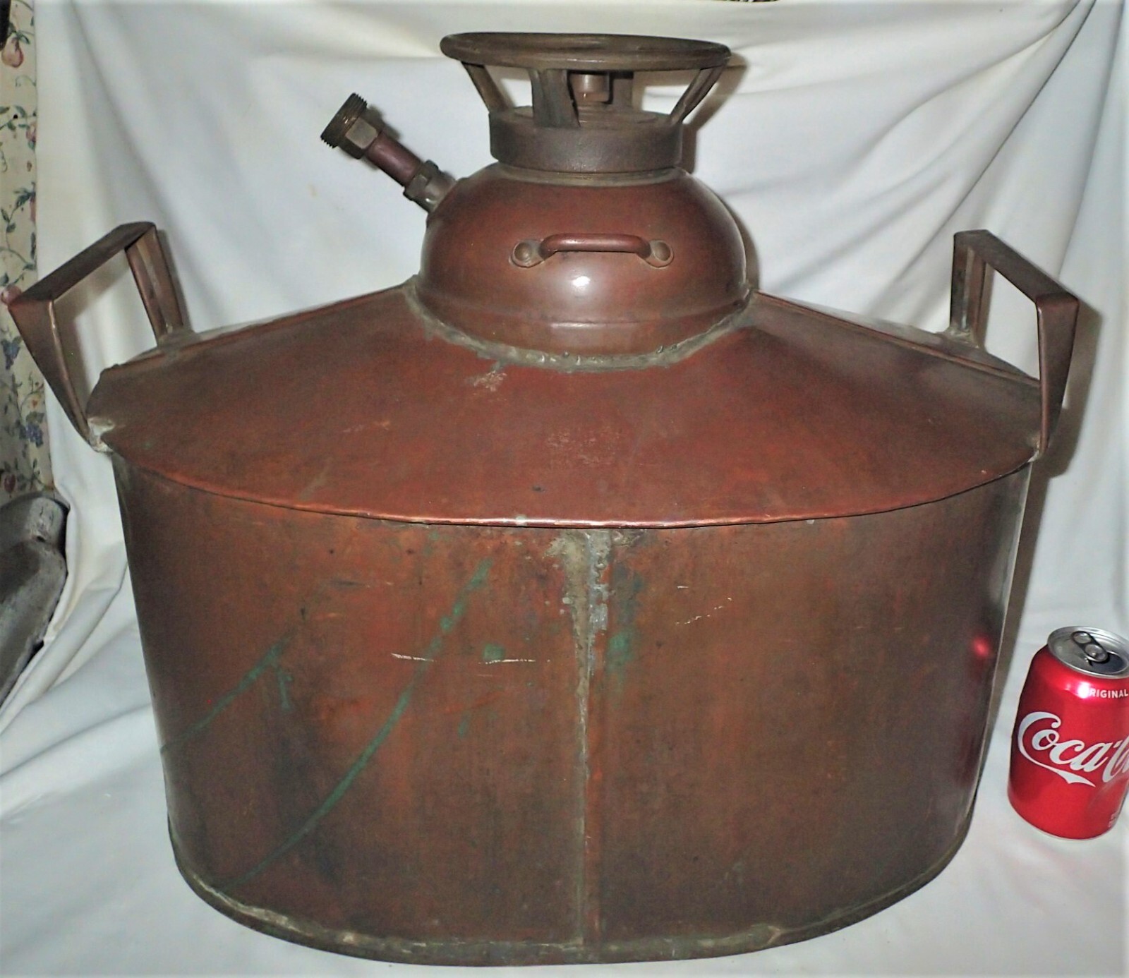 ANTIQUE SIGN BREWERIANA COPPER STILL SPIGOT BOILER POT WHISKY BEER BRASS VALVE