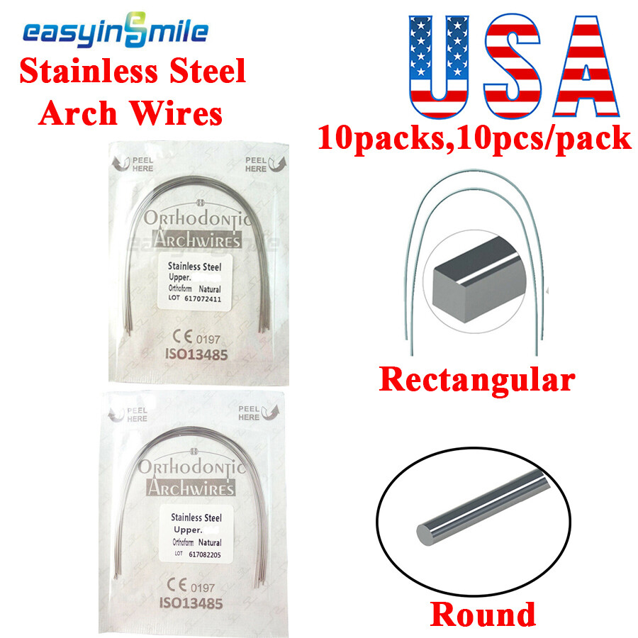 10packs Dental Ortho Arch Wires Stainless Steel Round/Rectangular Super