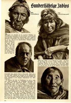 L.D. Giomondi Hunderjährige Indios Boliviens Aimara-Indidaner Presse-Text v.1932
