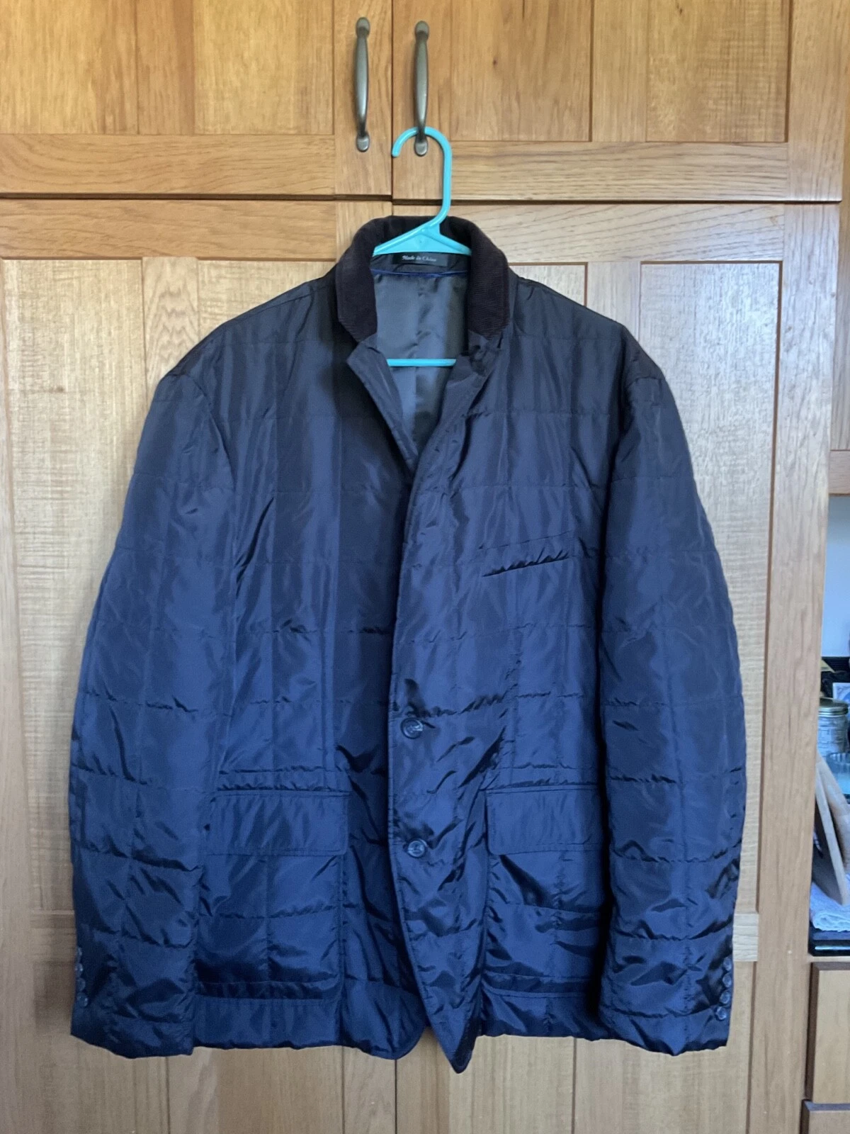 Chaps Lightweight Windbreaker Quilted Jacket Men 46R Corduroy Collar