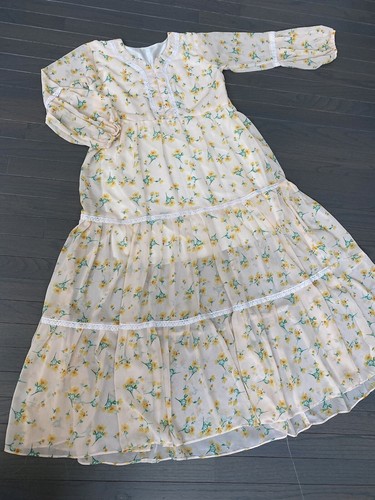 Women's 3 Layer Floral Long Sleeve Laces Maxi Dress Size M - Picture 7 of 13