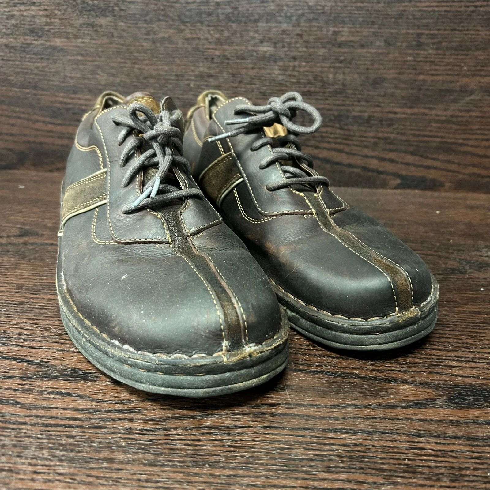 Scarpe uomo Clarks marroni Oxford punta spaccata stringate taglia 12 pelle US