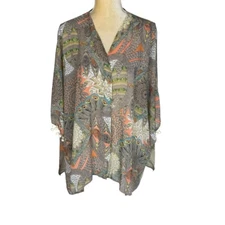 Umgee Colorful Poncho Pom Pom Trim Kimono Top Size S/M Aztec