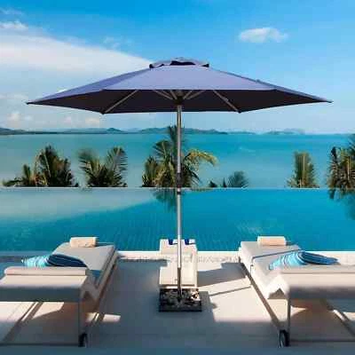 DOMI OUTDOOR LIVING Domi 7.5FT Patio Umbrella w/Push Button Tilt and Crank for Deck Porch Navy Blue