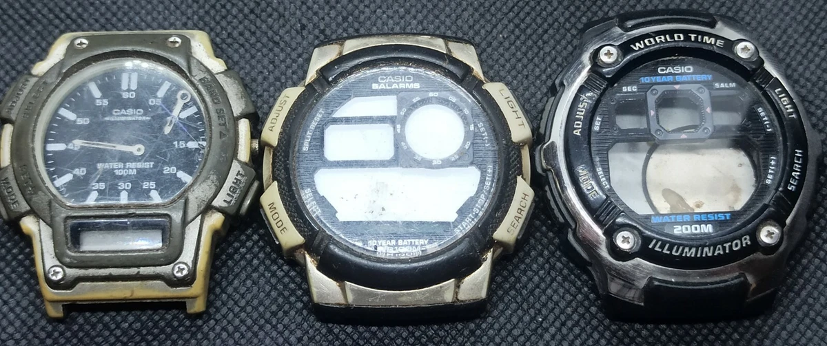 Casio Illuminator 5 Alarms Worldtime WR100M Quartz FORPART REPAIR WATCHMAKERS
