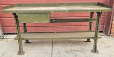 VINTAGE LYON MILITARY GREEN 6 FOOT Wide x 28"Deep x 37"High WORK BENCH FREE SHIP