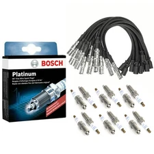 12 Spark Plug Wire Set +12 Bosch Platinum Spark Plugs For Benz C E-Class ML SLK
