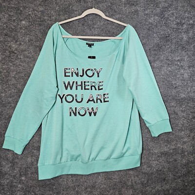 Torrid Pullover Womens 2X Light Green Enjoy Where You Are Now Cozy Slouch New