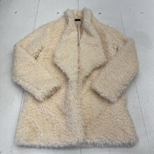 Vici Cream Teddy Faux Fur Open Front Coat Women’s Size Small