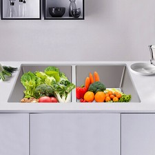 NEW 32 x 18 inch Undermount Double Bowl Kitchen Sink, 304 Stainless Steel Sink