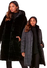 Roaman's Women's Plus Size Reversible Long Coat