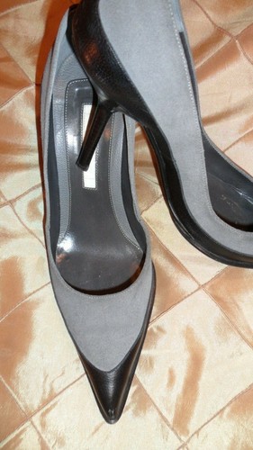 ZAPATOS DE SALÓN ELEGANTES NARCISO RODRIGUEZ CUERO NEGRO GRIS GAMUZA, ASPECTO SEXY, TALLA 36.5 - Imagen 10 de 11