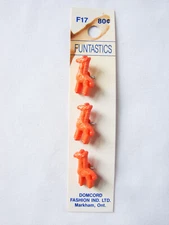 Vintage NOS Craft / Novelty Shank Buttons Orange Giraffe